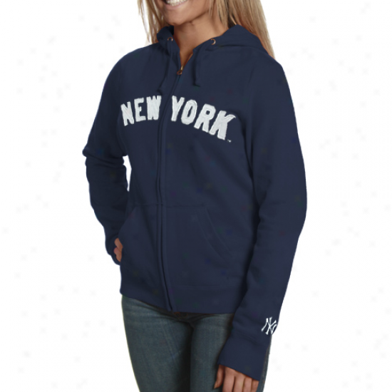 New York Yankees Ladies Navy Melancholy Team Spirit Full Zip Hoody Sweatshirt