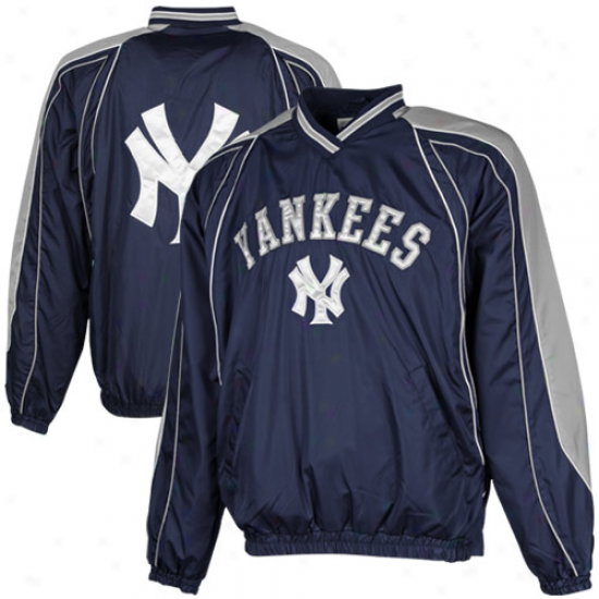 New York Yankees Navy Blue Colorblock Pullover Windshirt