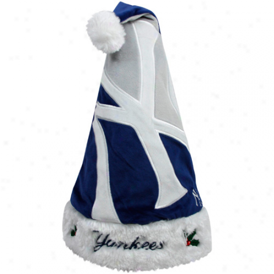 Nww York Yankees Navy Blue-gray Runoff Color Block Santa Hat