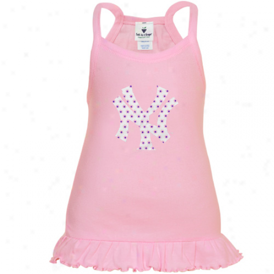 New York Yankees Toddler Girls Pink Ruffle Logo Tunic Tank Top