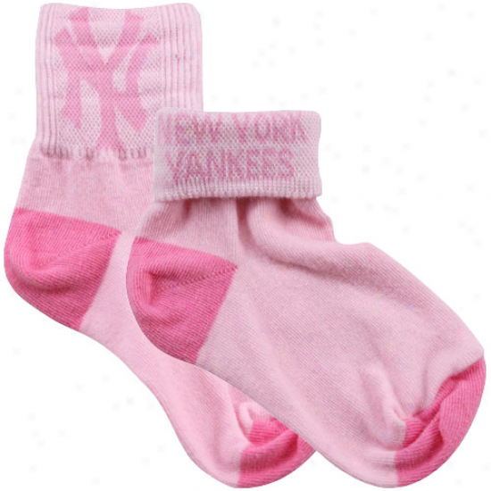 New York Yankees Toddler Pink Roll Bootie Socks