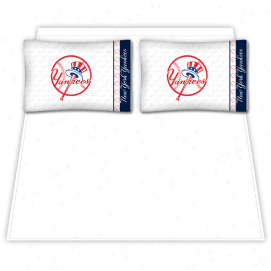 New York Yankees White Full Sheet Set -