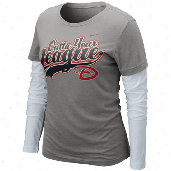 Nike Arizona Diamondbacks Ladies League Double Layer Long Sleeve T-shirt - Charcoal-white