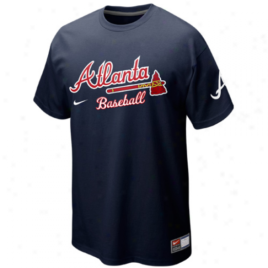 Nike Atlanta Braves Away Practice T-shirt - Navy Blue