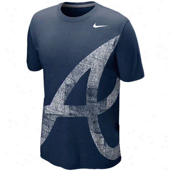Nike Atlanta Braves Blended Big Logo Tri-blend T-shirt - Navy Blue