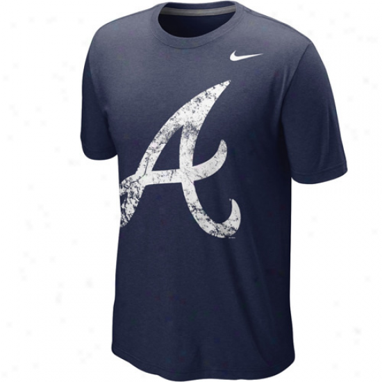 Nike tAlanta Braves Blended Graphic Tri-blend T-shirt - Navy Blue