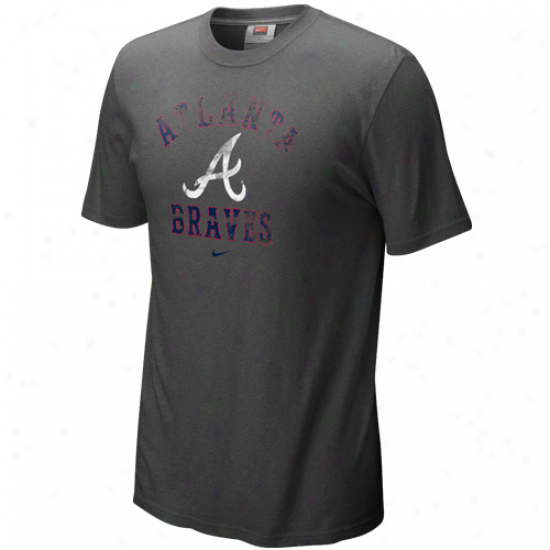 Nike Atlanta Braves Charcoal Slidepiece Tri-blend T-shirt