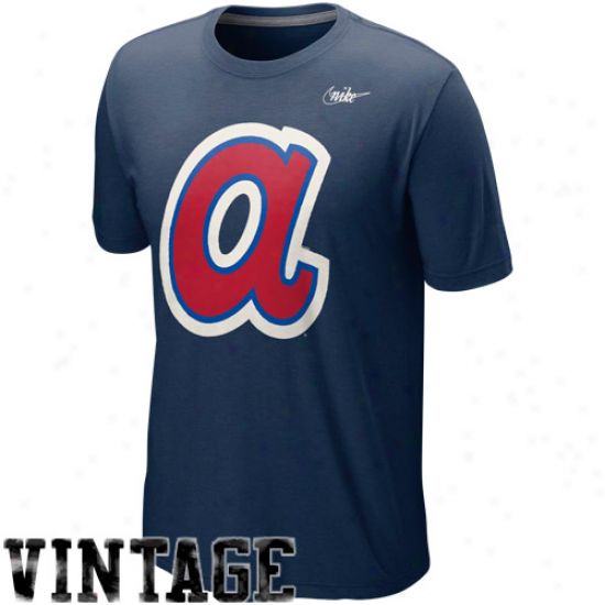 Nike Atlanta Braves Cooperstown Blended Logo Tri-blend T-shirt - Navy Azure