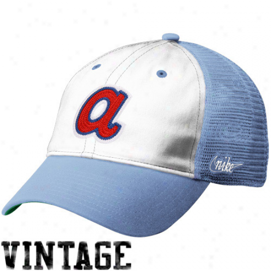 Nike Atlanta Braves Heritage 86 Vintage Relaxed Adjustable Trucker Hat - Light Bpue-white