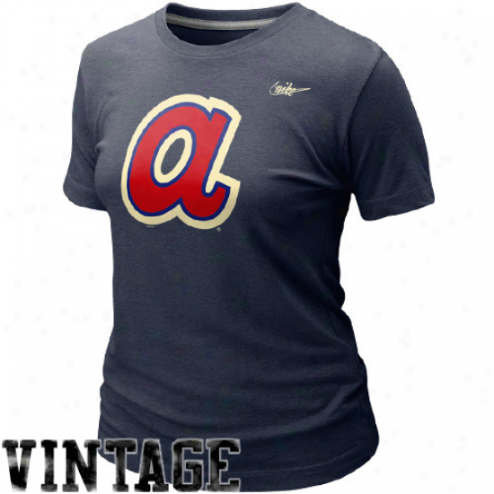 Nike Atlanta Braves Ladies Cooperstown Blended Graphic Tri-blend T-shirt - Navy Blue