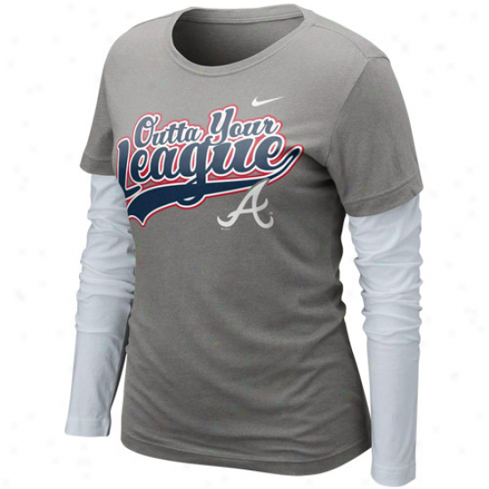 Nike Atlanta Braves Ladies League Double Layer Long Sleeve T-shirt - Charcoal-white