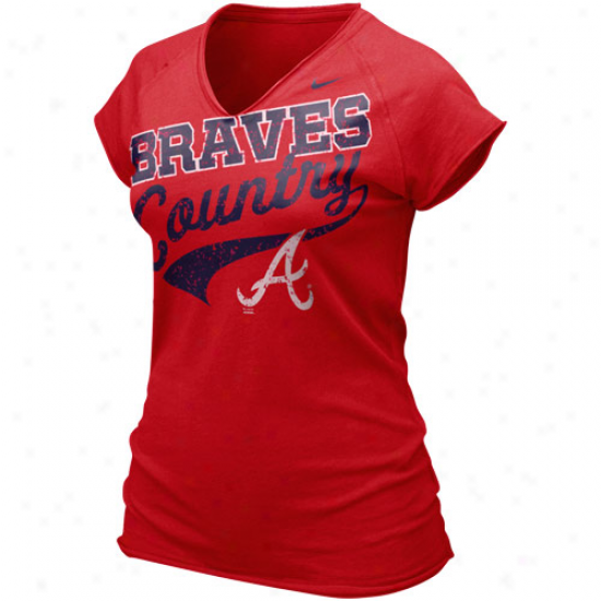 Nike Atlanta Braves Ladies Red 2011 Bases Loaded V-neck T-shirt