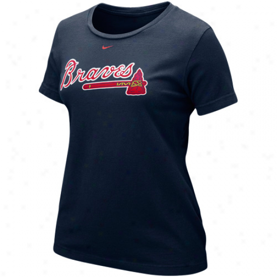 Nike Atlanta Braves Ladies Wordmark T-shirt - Ships of war Blue