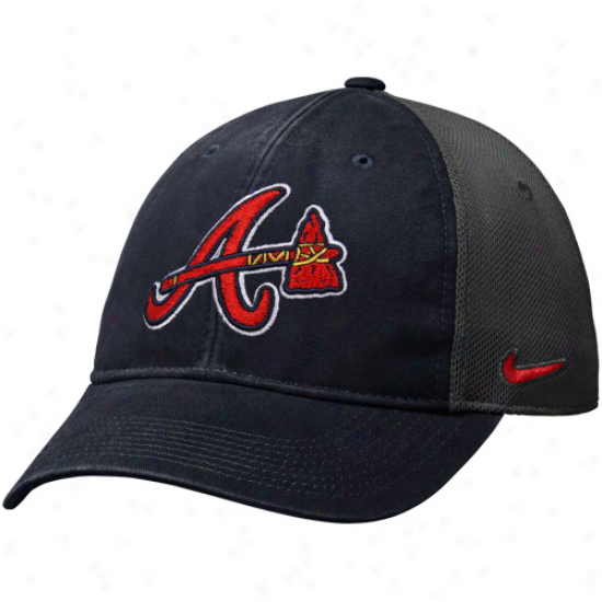 Nike Atlanta Braves Legacy 91 Swoosh Flex Fit Hat - Navy Blue