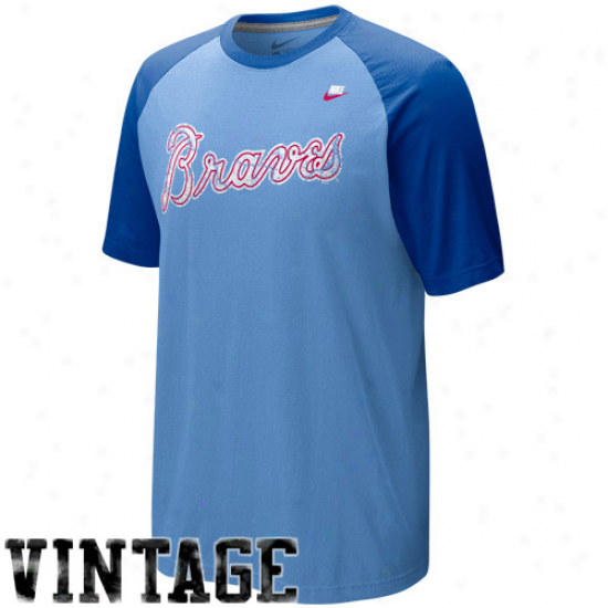 Nike Atlanta Braves Light Blue-royal Blue Cooperstown Quick Pick Vintage Baseball Jersey