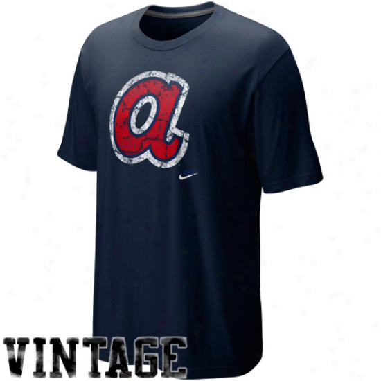 Nike Atlanta Braves Navy Azure Dugut Logo Vintage Tri-blend T-shirt