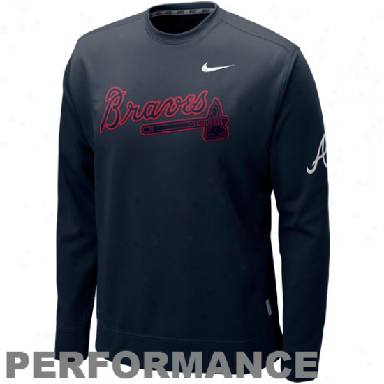 Nike Atlanta Braves Navy Blue K.o. Performance Fleece Company Sweatshirt