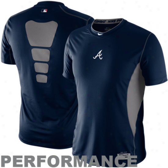 Nike Atlanta Bravrs Navy Blue Pro Combat Hypercool Performance Top