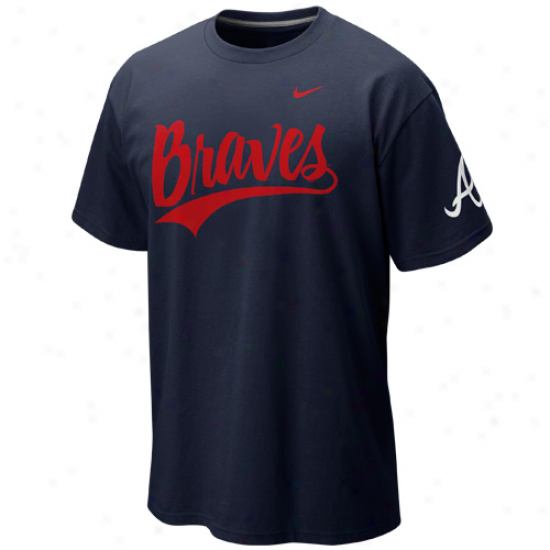 Nike Atlanta Braves Script Premium T-shirt - Navy Dismal