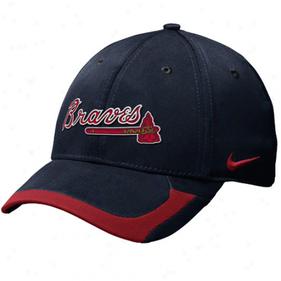 Nike Atlanta Braves Tactile Ii Legacy 91 Swoosh Flex Suitable Hat - Navy Blue