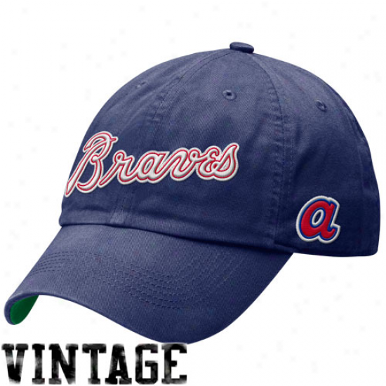 Nike Atlanta Braves Washed Logo Cooperstown Legacy 91 Swoosh Hat - Navy Blue