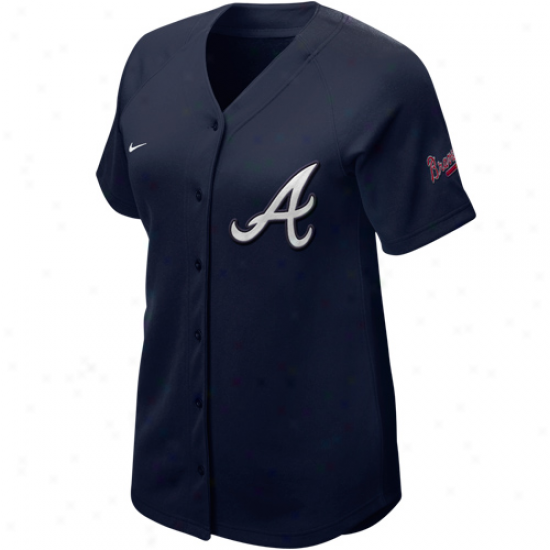 Nike Atlanta Braves Women's Navy Blue 2011 Batter Up Full Button Jersey