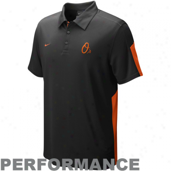 Nike Baltimore Orioless Black Authentic Collection Dri-fit Performance Polo