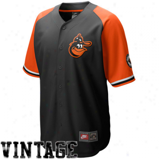 Nike Baltimore Orioles Black-orange Cooperstown Quick Pick Vintage Baseball Jersey