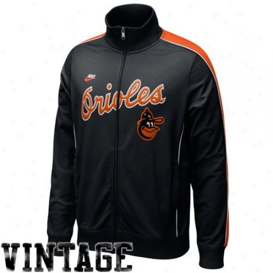 Nike Baltimore Orioles Black Play At Third Cooperstown Full Zi; Track Jacket