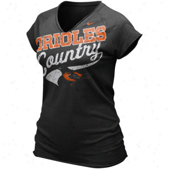 Nike Blatimore Orioles Ladies Black 2011 Bases Loaded V-nrck T-shirt