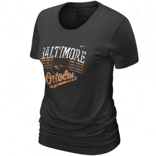 Nike Baltimore Orioles Ladies Black Home Field Tri-blend T-shirt