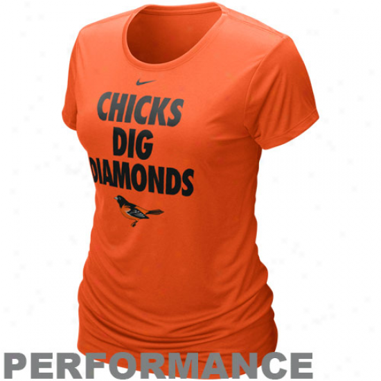 Nike Baltimore Orioles Ladies Chicks Dig Diamonds Orange Performance T-shirt