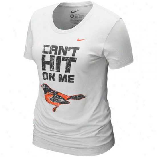 Nike Baltimore Orioles Ladies White Can't Hit On Me T-shirt