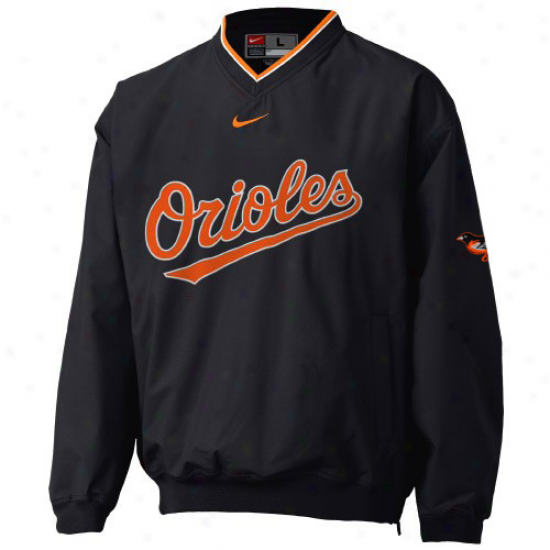 Nike Baltimore Orioles S5aff Ace Pullover Windshi5t - Black