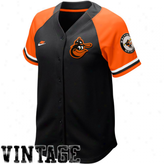 Nike Baltimore Orioles Women's Black-orange Cooperstown Quick Pick Vintage Baseball Jersey