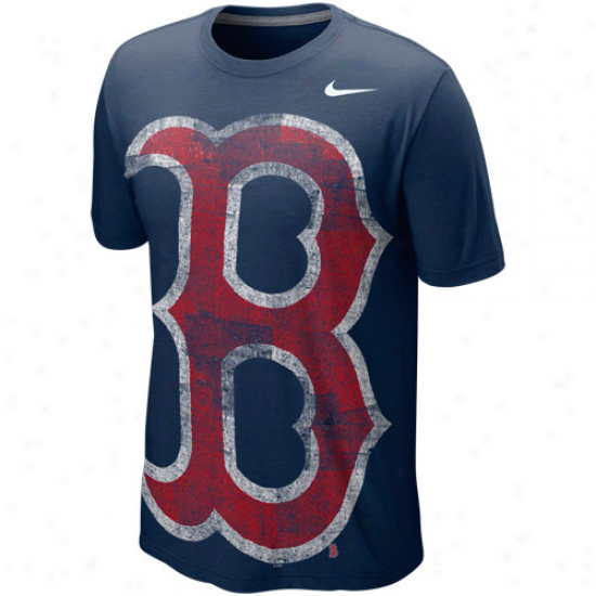 Nike Boston Red Sox Big Logo Tri-blend T-shirt - Navy Blue