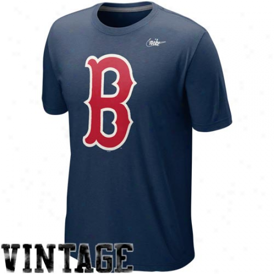 Nike Boston Red Sox Cooperstown Blended Logo Tri-blnd T-shirt - Navy Blue