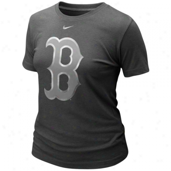 Nike Boston Red Sox Ladies Blended Graphic Tri-blend T-shirt - Charcoql