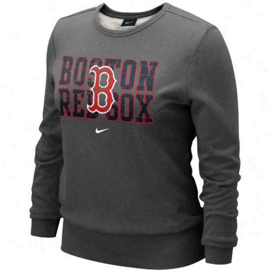 Nike Boston Red Sox Ladies Charcoal Distressed Mlb Crew Sweatshirt