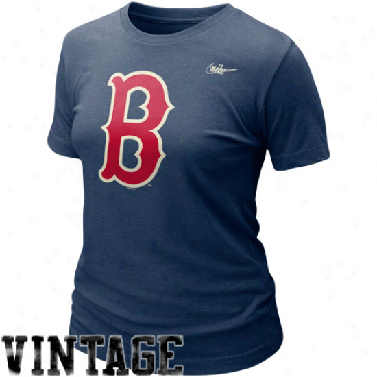 Nike Boston Red Sox Ladies Cooperstown Blended Graphic Tri-blend T-shirt - Navy Blue