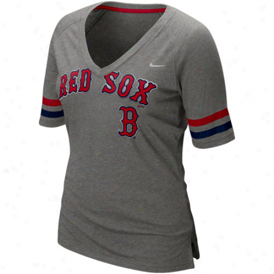 Nike Boston Red Sox Ladies Home Run Fan Annual rate  V-neck T-shirt - Chzrcoal