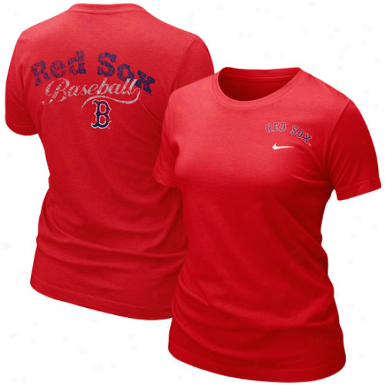 Nike Boston Red Sox Ladies Red Graphic Tri-blend T-shirt