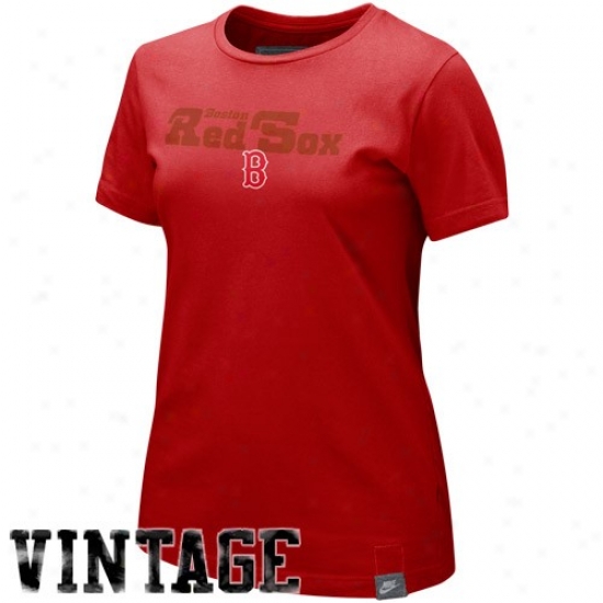 Nike Boston Red Sox Ladies Red Washed Organic T-shirt