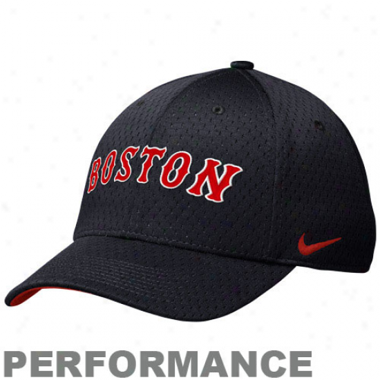 Nike Boston Red Sox Legacy 91 Mesh Swoosh Flex Fit Performance Hat - Navy Bleu