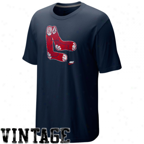 Nike Boston Red Sox Navy Blue Dugout Logo Vintage Tri-blend T-shirt