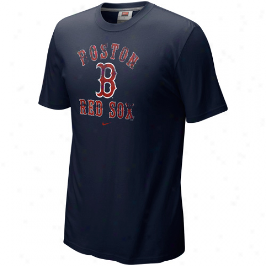 Nike Boston Red Sox Navy Blue Slidepiece Tri-blend T-shirt