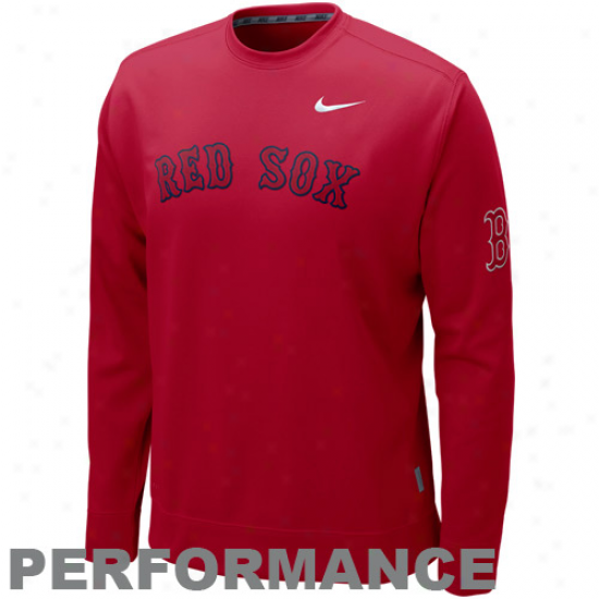 Nike Boston Red Sox Red Ko Performance Crew Sweatshirt