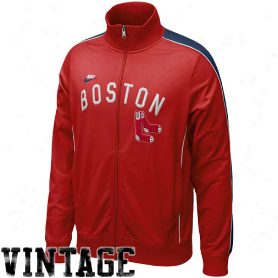 Nike Boston Red Sox Red Play At Third Cooperstown Full Zip Track Jacket