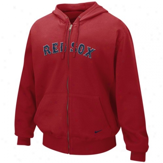 Nike Boston Red Sox Red Tackle Twi1l Full Zip Hoody Sweatshirt