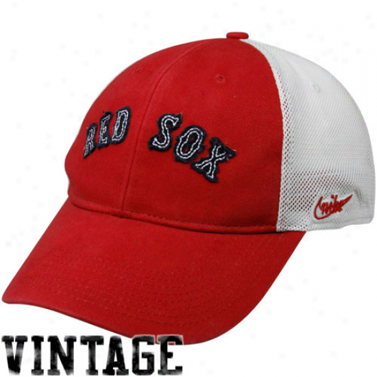 Nike Boston Red So xRed-white Cooperstown Legacy 91 Vintage Mesh Back Flex Fit Hat